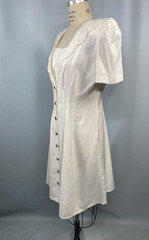 Vintage Dress SIZE 10 LARGE PETITE ivory white short CAROLINE WELLS 80s 90s