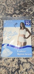 Vtg Dixie Belle Ladies Nylon Briefs Size 10 (2 Pair Pack) Made In USA White Each