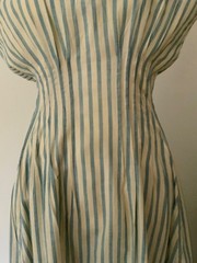 Rare Edwardian summer dress circa 1915–1922 in blue and ivory striped cotton