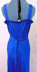 Vtg 1920-30s Royal Blue Satin Taffeta Dress Slip Nightgown w/Shelf Bust