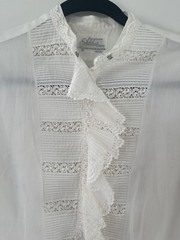 Vintage 1950’s Adelaar Lace Buttondown Washable Dacron Cotton Blouse Size 12