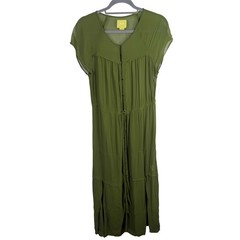 Anthropologie Maeve Olive Green Sheer Midori Short Sleeve Duster Size Small