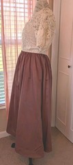 Vintage Late 1970s Maxi Dress With Brown Skirt And Cream Lace Top