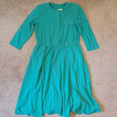 Stuart Alan 1980s Green Shirt Dress Size 12 50% Polyester 50% Rayon VINTAGE