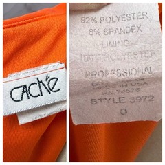 Vintage 1970s Jeweled Disco Cocktail Gown Cache Tangerine Poly Spandex Knit XS