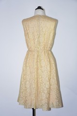 60s Vintage Anne Fogarty Gold Lame Floral Jacquard Babydoll Party Dress Women M