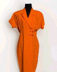 VTG BEAU DAVID 100% LINEN DRESS WOMEN’S SZ 12 CAP SLEEVE ORANGE BUSINESS PARTY