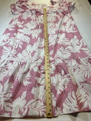 #2483 Vintage Creations Hawaii Muumuu Dress Large Pink White Tropical Cotton USA