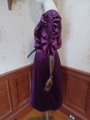 Vintage 1970s J.M. II Purple Velour Witchy Whimsigoth Victorian Revival Dress