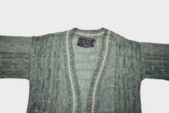 Vintage Cashe Sweater Womens Medium Green Mohair Wool Blend Open Front Cardigan
