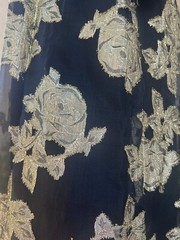 Vtg Glam Maxi Evening Dress Black Gold Velvet Brocade Chiffon 6 Sm Roger Milot