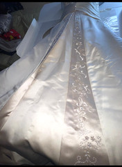 Demetrios Wedding Dress Gown Size 18 Ivory Lace Tulle Satin Beaded Organza EUC