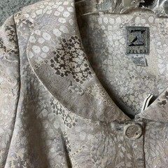Vintage Luxury Zelda Jacket Blouse Womens 8 Silver Animal Print Understated