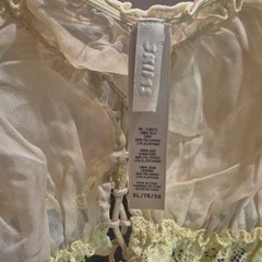 CUIRÉ ivory 100% Silk Camisole XL Regular Polyamide Elastane Lace Trim Tie Front