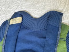 VTG 60’s Francesca For Damon Italy Green Blue Dress S/M Long sleeve MOD GoGo MCM