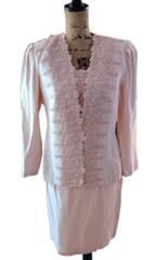 Evanna Women’s Floral Applique Pastel Pink 3 Piece Skirt Suit size 10 AA334