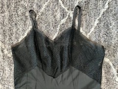 Vintage Deena Fine Lingerie Black Full Slip Dress Womens Size 40 Lace Bodice