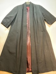 Vintage 60s OPEN FRONT SWING COAT Black Large Soutache Braid Trim 3/4 Sleeve