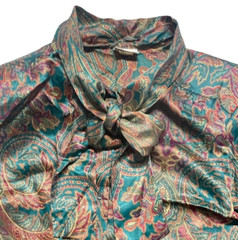 Russ Vintage Blouse Womens Sz 14 Neck Tie Business/Classy, Shoulder Pads Buttons