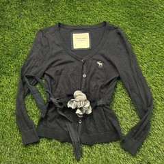 Bella Swan Core Abercrombie & Fitch Navy Cardigan Tie Waist Y2K Women’s XS