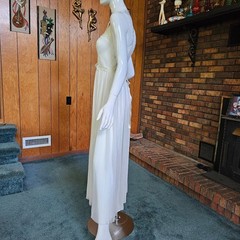Vtg 50s Grecian Goddess Crystal Pleats Full Sweep Peignoir Gown Nightgown S/M