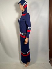 1960s/70s Mod Color Block Dress With O Ring Zipper And Hood Size XS/S