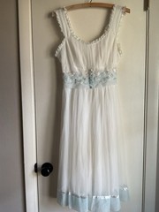Gotham Lined Nylon Chiffon Nightgown White With Baby Blue Trim Sz 34