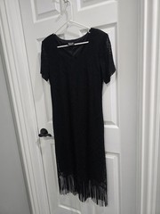 VTG Helene Blake Black Fringed Hem Flapper Dress Size 10 Romantic Feminine EUC