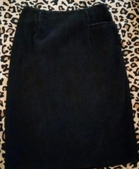 Vtg womens Black Corduroy Skirt Jrs Sz 9 Belt Loops 24″ Long 25″ Waist Back Zip