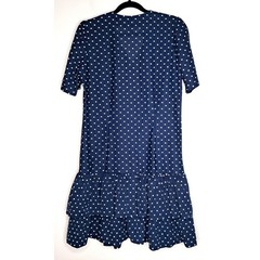 Vintage Polka Dot Mini Dress Womens Size 10 Navy Blue Ruffle Tabby of California