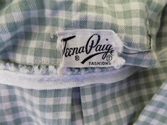 Vintage 50s Checked Dress Sage Green White Side Zip Teena Paige B36