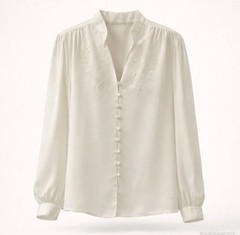 Vintage Lloyd Williams Blouse Womens Size 14 Ivory 80s Silky Rock Glam Coquette