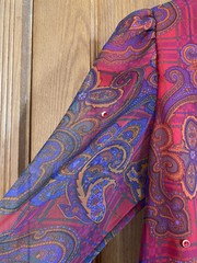 Vintage 80’s Judy Hornby Couture For I. Magnin Red Paisley/Plaid Dress Size 8