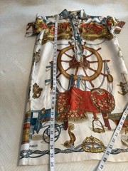 Authentic Vintage Hermès Nautical Print Silk Shirt Dress 1990s Size 36