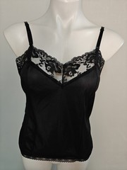 Vintage Black Lacey Women’s Medium Black Cami IGLWU Secretary Goth Sexy EVC