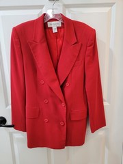 Vintage Jones New York Red 100% Wool Blazer Jacket Sz 10 See Description