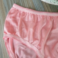 Vintage Slippery Nylon Panty Silky Peach Pink Sheer Brief Size 7-8 Hip 38-42″