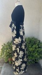 Vtg Glam Maxi Evening Dress Black Gold Velvet Brocade Chiffon 6 Sm Roger Milot