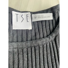 Vintage 90s TSE Ribbed Knit Tee 100% Silk Large