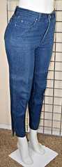 Vintage Jordache Jeans 26 x 26.5 80s Blue Light Blue Pin Stripes High Waist