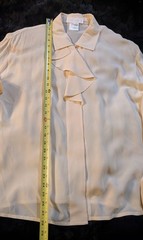 VTG Escada Romantic Blouse Sz 12 US Front Ruffle Cascade Ivory Old Money Chic