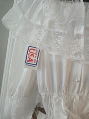 Vintage Western Collection Styles White Wedding Style Dress Petite W/ Belt NOS