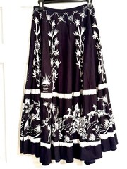 VTG Magic Full Circle Skirt Black&White Cotton Sequins Embellished Women M