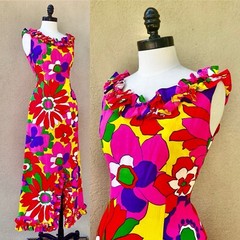 ALICE Polynesian Fashions 60’s 60s Vintage Ruffled Hawaiian Dress Holomu’u M