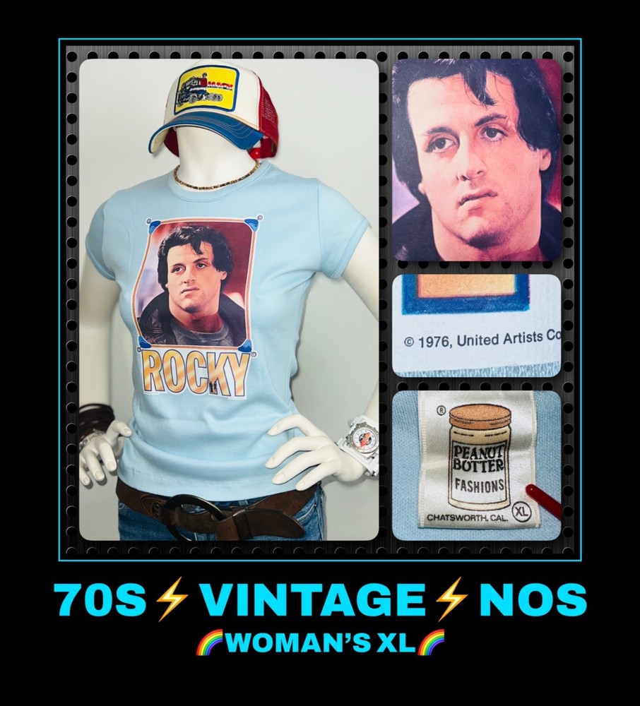VTG 70s 80s ROCKY Sylvester Stallone Boxing Punk NOS sexy ROCKSTAR women T-Shirt