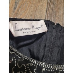Laurence Kazar New York Vintage Sequin Beaded Silk Top Black Silver XL Evening