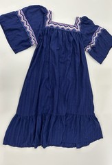 Vtg Ramona Rull Kaftan Dress Muumuu 70’s Pullover Embroidered Square Neck Boho P