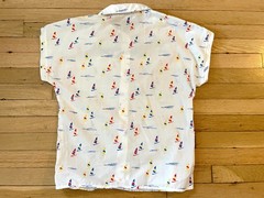 Vintage Women 70s Country Suburbans Sailboat Print Button-Up Shirt 14 Sleeveless