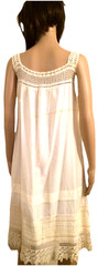 VTG Antique 1930-s Edwardian Nightlygown Crochet Bobbin Knit Cream Ecru Long S M