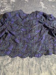 Karin Stevens Vintage Paisley Geometric Top & Skirt Set Purple Blue Size 12